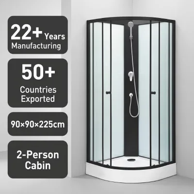 Modern 90x90x225cm Multi-Functional 2-Person Shower Cabin Tempered Glass Aluminum Bath Enclosure for Small Hotel Villa Bathroom