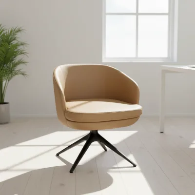 Modern Leather Executive Office Chair with Cooling Stainless Steel Legs and Sponge Filled for Office Home Bedroom