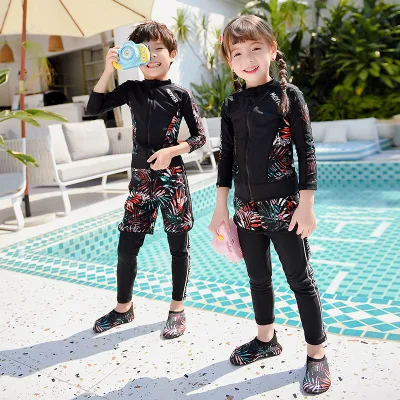 Customized Kids Children Age 2-15 Youth Boys Girls Breathable Eco-Friendly UPF50 Printed Long Sleeves Anti-UV Rash Guards Panty