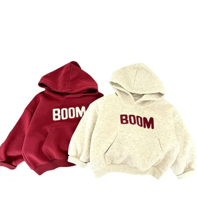 Hongbo Infant Hooded Sweatshirt Pullover Kids Plain Cotton High Quality Baby Wear Unisex Embroidery Baby Hoodies with Pockets