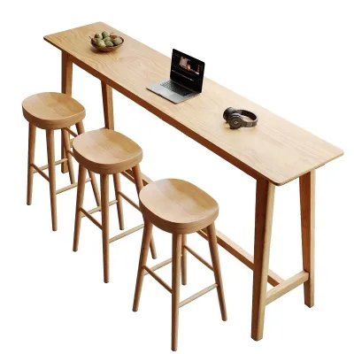 Solid Wood Modern Bar Table Set | Industrial Counter Height Dining for Home Bar & Hotel Use