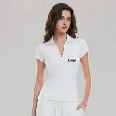 Newest V Neck Women Polo Shirts for Tennis Wear Golf Pickleball Outfit Casual Yoga Summer Short Sleeve Plus Size Women Shirt