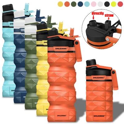 Food Grade Silicone Collapsible Water Bottle 800ml Reusable Sport Portable Folding Dishwasher Microwave Safe Classic Style for