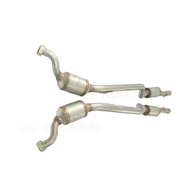 Left & Right Side Stainless Steel Exhaust Downpipe Front Muffler Euro 4 Catalytic Converter Set OEM Compatible W221 S