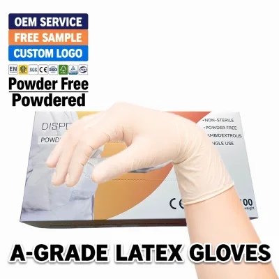 Non Sterile Gloves Latex Box of 100 No Powder Convenient Smooth Surface Wear Resistant Disposable Soft Diamond Grip