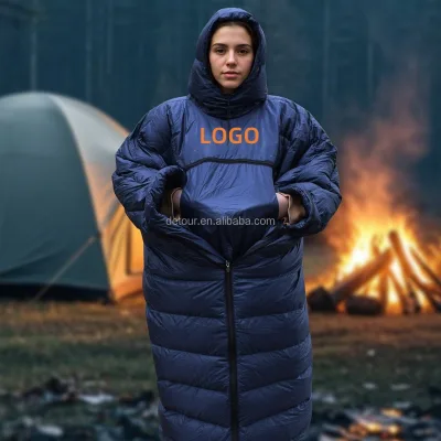 Detour Outdoor Camping Waterproof Wearable Blanket Poncho Coat Nylon Winter Mummy Sleeping Bag Envelope Type Adults Warmth Sleep