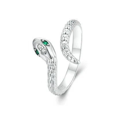Texture Sensing Snake Open Ring for Men and Women, European Minimalist Style S925 Sterling Silver Ring Wholesale
