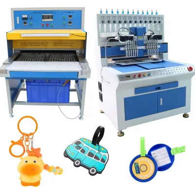 Full Auto PVC Keychain Making Machine with Multi-color Dispenser.