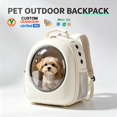 Breathable Waterproof Oxford Pet Carrier Backpack Transparent Window Airline Approved Cat Dog Travel Bag Ventilated Mesh Zipper