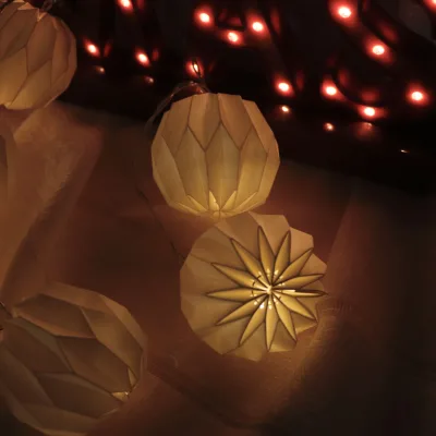 10led Christmas Light String Paper Lantern Paper Pumpkin Shaped LED String Light Christmas Lights Indoor Garland Tree Decoration