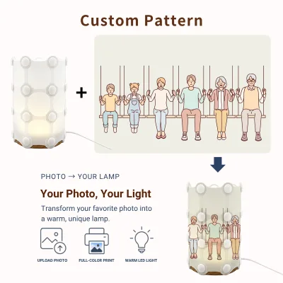 Personalized Eco-Friendly Photo Pet Portrait DIY Removable PP Table Lamp with Custom LED Light Base for Modern Home Decor