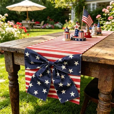 New Independence Day Table Flag American Striped Printed Tablecloth Long Strip Table Flag for Restaurant Decoration