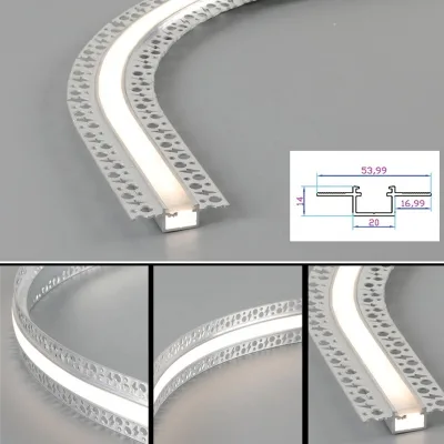 Flexible Bendable Profile Led Aluminum Channel Plaster Recessed LED Aluminum Profile with Silicone Cover