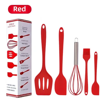 Wholesale 5-Piece High Temperature Resistant Silicone Baking Utensil Set Food Grade Ingredients Egg Beater and Oil Brush