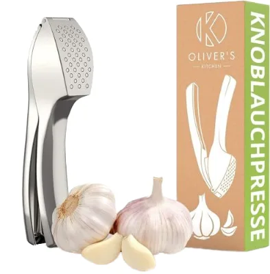 Stainless Steel Detachable Heavy-duty Rust Proof Design Kitchen Premium Zinc Alloy Garlic Press Set with Ergonomic Handle
