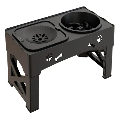 Ergonomic Elevated Cat Bowls with Foldable Stand, Anti Vomiting Pet Bowl for Indoor Cats