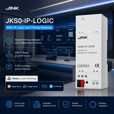 JINK JKS0-IP-LOGIC KNX IP Logic Timing Gateway Router P2P Building Automation Matter via JINK Bridge