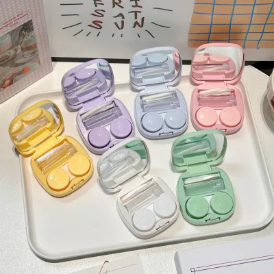 Eyeshare Candy Solid Color Plastic Contact Lens Case Travel Kit Case Colored Contact Lenses Case With Tweezers Wearing Stick