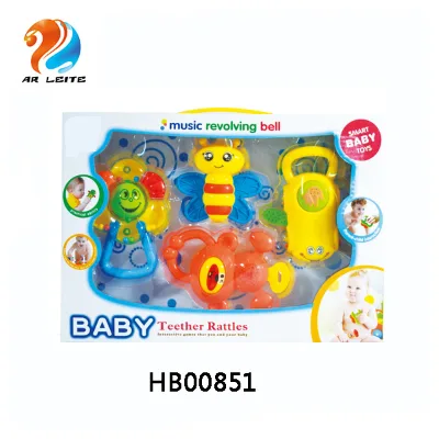Hot Sale Funny Baby Teether Rattle Toys Cute Baby Rattles 4 Pcs