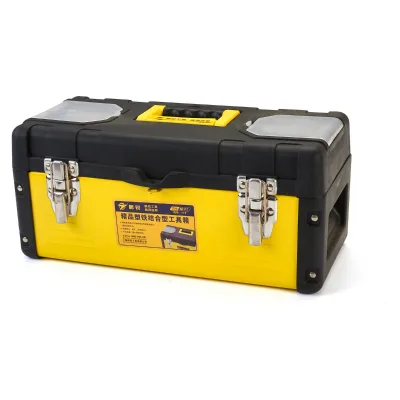 PONDRIO Heavy Duty Portable Reinforced PP Plastic Toolbox with Tray and Combination Lock Eco-friendly 36x17x17cm