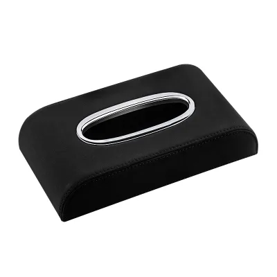 Gold Embossing Logo Leather Tissue Container Restaurant Napkin Holder Luxury Car Tissue Box for Hotel/household