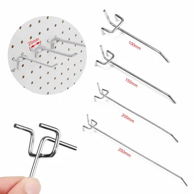 Retail Display Shelf Pegboard Hook Thickening Silver Shop Metal Wire Hanging Hooks Made of Stainless Steel