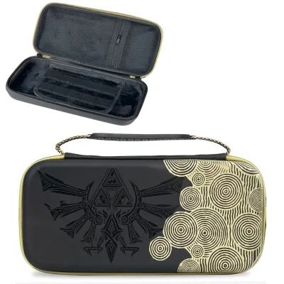 Switch 1st Gen OLED Waterproof Leather Design Hard Shell Carry Case 10 Card Slots PU+Velvet+EVA Lining Large Capacity