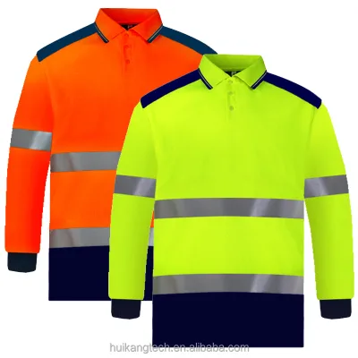 OEM Safety Construction Work High Visibility Uniforms Manufacturer Cotton Reflective Polo Shirt Work Clothing Industry