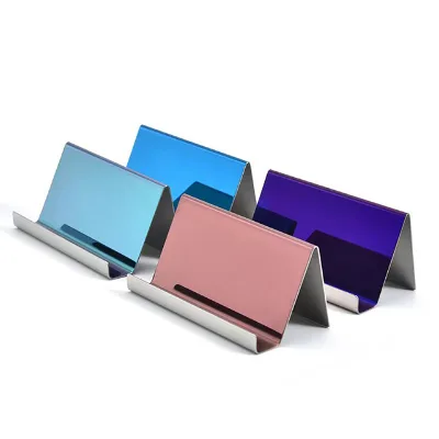 Different Color Stainless Steel Metal Business Card Stand Desktop Cell Phone Stand Business Card Display Holder