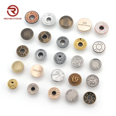15mm Round Zinc Alloy Covered Engraved Flatback Shank with Mesh Decoration Alloy Snap Button for Jeans Clothing & Bags