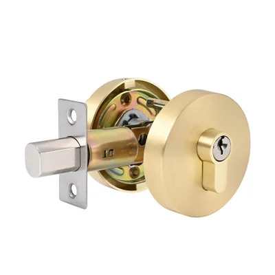 Satin Nickel Golden Single Head Deadbolt Lock with 3 Keys High Safety Door Lock for Home Use Security System