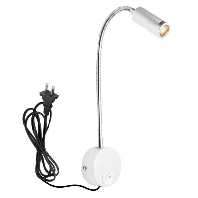 UK Europe USA Plug Reading Lamp 3W 3000K 4000K 6000K Soft Tube Wall Light