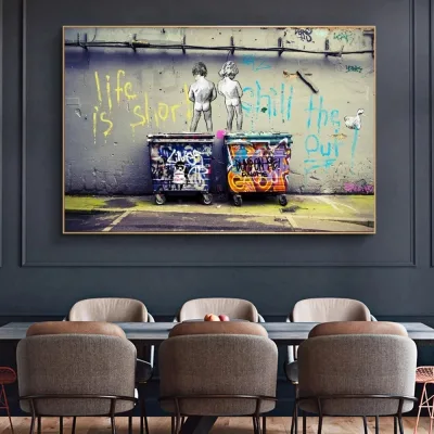 Graffiti Art Canvas Paintings " Life Is Short Chill the Duck Out" Street Art Posters With Diy Frame Easy Frame It by Yourself