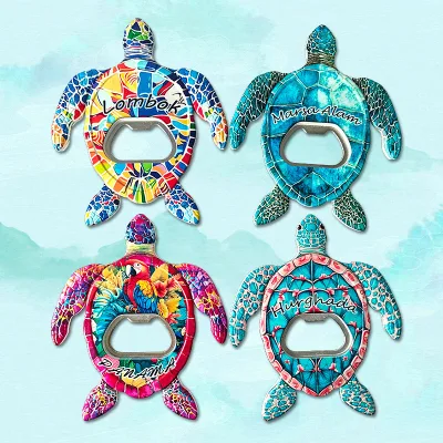 Factory Wholesale Custom Bottle Opener Refrigerator Magnet Resin Decorative Magnetic Sticker Sea Turtle Fridge Magnet