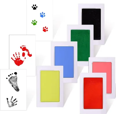 2024 Eco-Friendly Customizable Hand Foot Print Ink Less Frames Pet Kids Souvenir Home Decoration Modern Design Paper Material