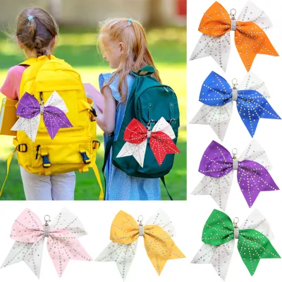 Diamond Cheerleading Competition Dovetail Bow Shiny Glitter Keychain Backpack Accessories