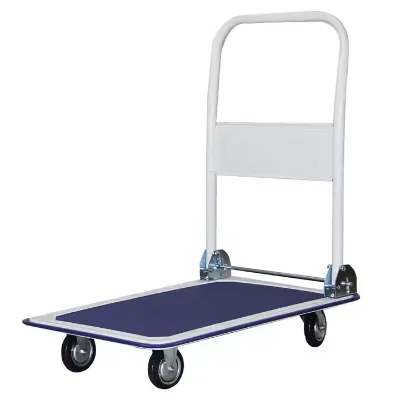 Four Wheels Folding 300kg Transportation Steel Handle Platform Hand Trolley Wheelbarrow