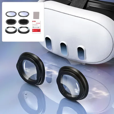 For Meta Quest 3 VR Glasses Blue Light Blocking Anti Scratch Ring Lens Protective Cover Set