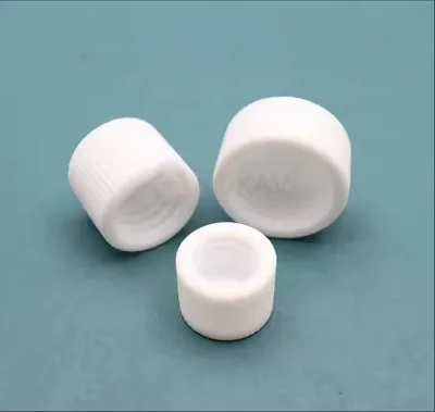 Custom PTFE Lab Bottle Cap Precision-Engineered Threaded Closure PTFE Threaded Cap for Chemical Samples