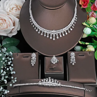 Wholesale American Nigeria Diamond Necklace Sets Crystal Wedding Jewelry Sets