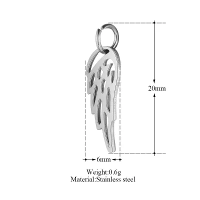 Vintage Gold Plated Angel Wings Charm Stainless Steel Angel Wing Charm Pendant for DIY Jewelry Making