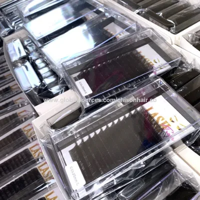 Custom mixed lash Extensions with foil back brown label Faux Mink Easy to Fan Eyelash Extention regular individual 12rows LashTray
