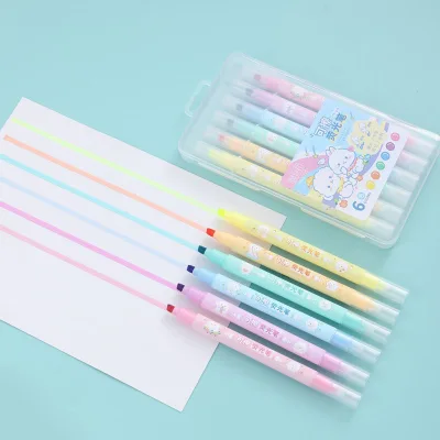 New Arrival Double-ended Erasable Fluorescent Pen Well-organized Classification Marking Pen for Note Organization