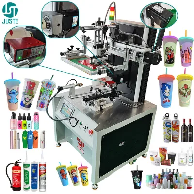 Bottle Cup Multi Color Screen Printer Semi Automatic Servo Motor Screen Printing Machine With Touch Screen Micro Registration