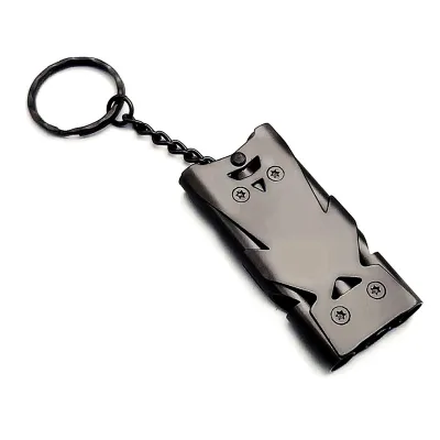 High Decibel Emergency Survival Whistle with Keychain Loud 150dB Double Tube Lifesaving Whistles for Camping Hiking Outdoor