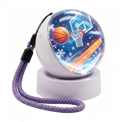 Smart Electronic Crystal Ball Digital Badge Wireless Blue tooth Speaker APP Control Sound & Light Sync 7 Colors Mood Light