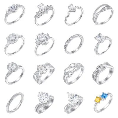 Wholesale S925 Sterling Silver Twisted Rope Ring Set Double Layer Zirconia Band Elegant Braided Statement Ring Jewelry