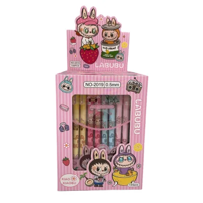 HY2 New Labubu Erasable Cartoon Cute Straight Pole Erasable Blue Neutral Pen Cross-border Stationery Wholesale