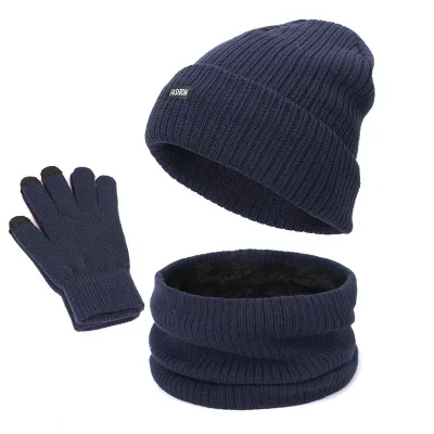 2025 European and American Style Custom Slouchy Beanie Scarf Mittens Winter Hat Gloves Set for Women Men