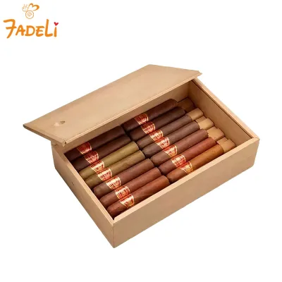Hot Sale Wooden Cigar Box with Sliding Lid Custom Color Large Capacity Sealed Portable Moisture-Proof Cigar Storage Case Cutter